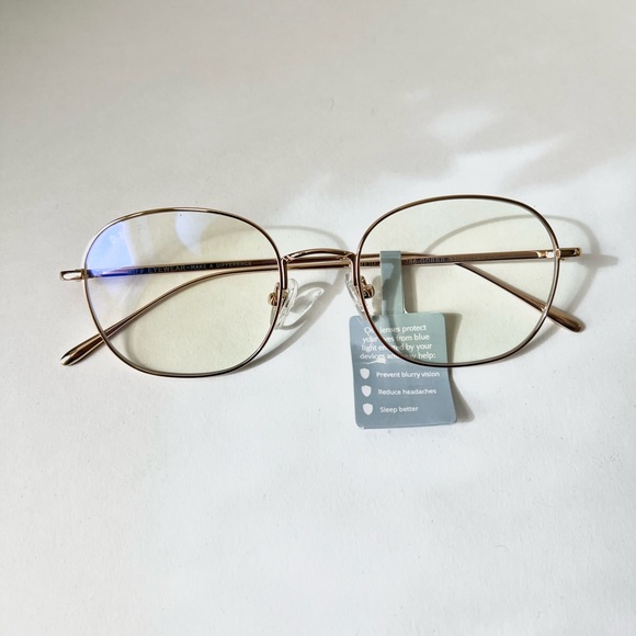 Diff Eyewear Reid Gold Round Blue Light Blocking Glasses New - Picture 2 of 11